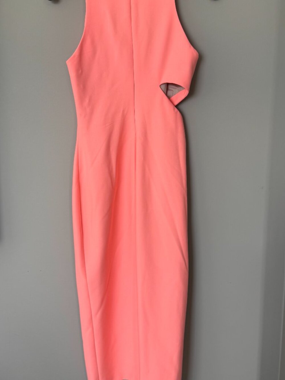 Elizabeth and James Neon Coral Cut-Out Midi Dress Size 2 - Picture 2 of 2